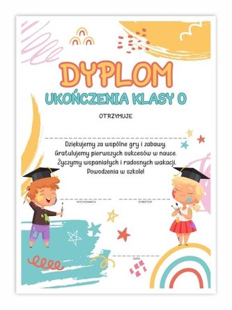 Dyplom A4 ukończenia zerówki Plastyka 10szt
