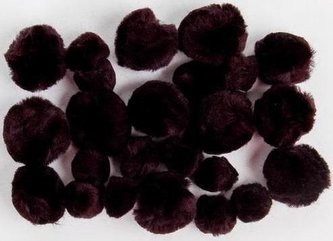 Pompony akrylowe 01 czarne MIX rozmiarów