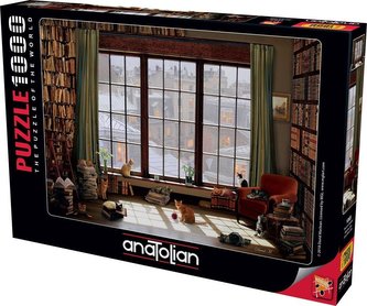 Puzzle 1000 Koty w oknie