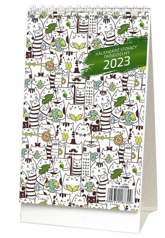 Kalendarz 2023 biurkowy stojący, trójdzielny