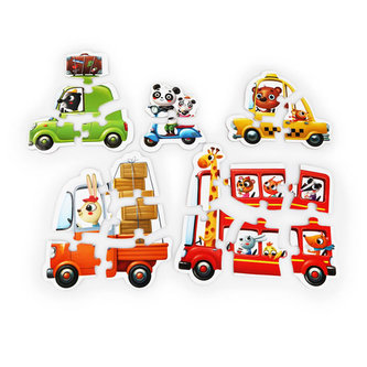 Autá: puzzle 5 obrázkov 20 dielikov