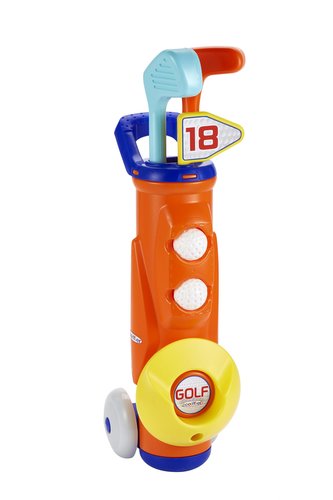 Golfový vozík s holemi a míčky