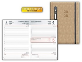 Diář 2020 D801 PU Beige - na propisku