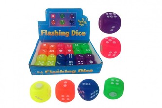 Kocka hracia svietiaci silikón 3x3cm 6 farieb 24ks v boxe - cena za 1 kus