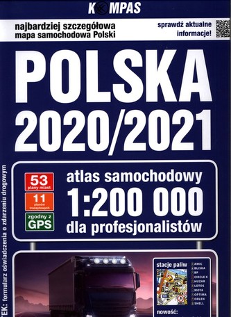 Polska 2020/2021 Atlas samochodowy dla profesjonalistów 1: 200 000