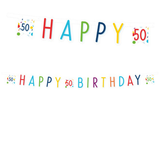 50. narozeniny nápis s puntíky 180 cm x 14 cm Amscan