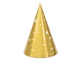 Čepičky zlaté s hvězdičkami 6 ks 16 cm PartyDeco
