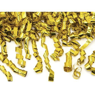 Vystřelovací konfety proužky zlaté 40 cm Partydeco