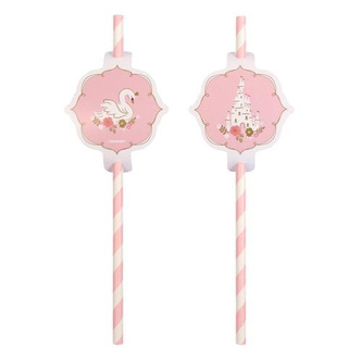 Princess papírové slámky na pití 8 ks Amscan