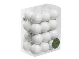 Skleněné baňky bílý opál 2,5 cm, sada 24 ks