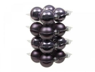 Skleněné baňky ojíněný šeřík 5,7 cm, sada 16 ks