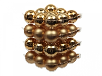 Skleněné baňky světle zlaté 4 cm, sada 36 ks