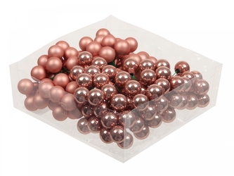 Skleněné baňky coral 2 cm, sada 144 ks