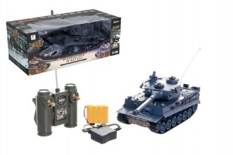 Tank RC plast 33cm TIGER I 27MHz na batérie + dobíjací pack so zvukom a svetlom v krabici 40x15x19cm