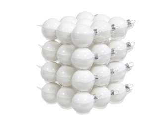 Skleněné baňky bílý opál 4 cm, sada 36 ks