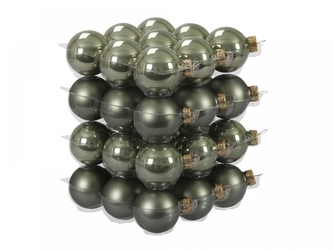 Skleněné baňky granite green 4 cm, sada 36 ks