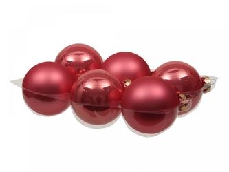 Skleněné baňky camelia 8 cm, sada 6 ks