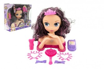 Česací hlava s doplňky plast v krabici 32x27x11cm