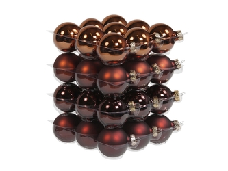 Skleněné baňky tmavě hnědé 4 cm, sada 36 ks
