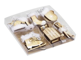 Sada 6 druhů závěsných dekorací, přírodní