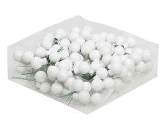 Skleněné baňky bílý opál 2 cm, sada 144 ks