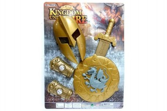 Sada rytíř meč, štít s přilbou a doplňky plast na kartě 43x58cm