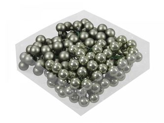 Skleněné baňky granite green 2 cm, sada 144 ks