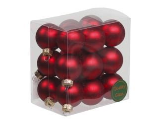 Skleněné baňky červené matné 3 cm, sada 18 ks