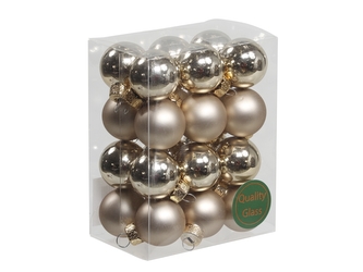 Skleněné baňky autumn blonde 2,5 cm, sada 24 ks