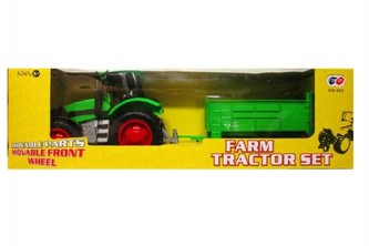 Traktor velký s vlečkou plast 60cm na setrvačník v krabici 75x20x20cm