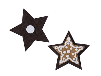 Plstěná hvězdička Perníček s lepkou, sada 12 ks