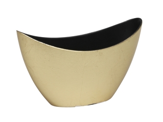 Zlatý plastový květináč loďka 14,5x10x24 cm