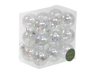 Skleněné baňky perleťové 3 cm, sada 18 ks