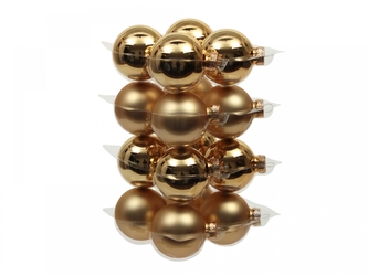 Skleněné baňky světle zlaté 5,7 cm, sada 16 ks