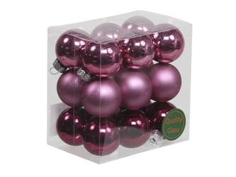 Skleněné baňky vřesové 3 cm, sada 18 ks