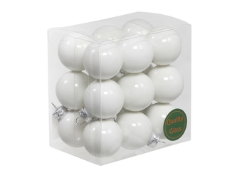 Skleněné baňky bílý opál 3 cm, sada 18 ks