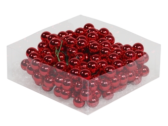 Skleněné baňky červené lesklé 2 cm, sada 144 ks