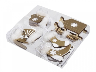 Sada 6 druhů závěsných dekorací, zlatá