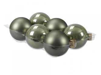 Skleněné baňky granite green 8 cm, sada 6 ks