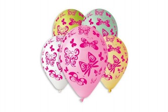 Balónik/Balonky nafukovací motýľ 12'' priemer 30cm 5ks v sáčku