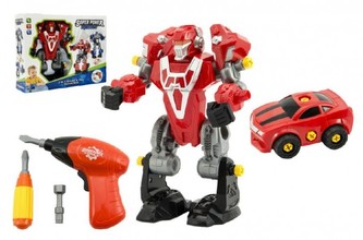 Transformer/Auto Robot šroubovací plast 23cm na baterie v krabici 35x27x9cm