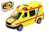 Auto ambulancie záchranári plast 14,5cm na batérie so svetlom a zvukom v krabici 18,5x12,5x9cm