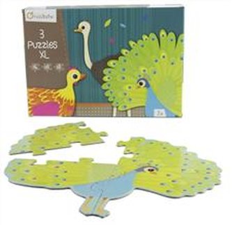 3 x puzzle XL, zwierzęta z piórami
