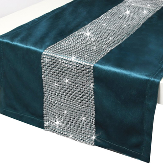 Ubrus - běhoun na stůl CAMILA tyrkysová 40x140 cm VELVET mikrovlákno Mybesthome