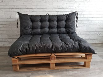 Paletové prošívané sezení PIETRO SET - sedák 120x80 cm, opěrka 120x40 cm, barva černá, Mybesthome Paletové prošívané sezení PIETRO SET - sedák 120x80 cm, opěrka 120x40 cm, barva černá, Mybesthome
