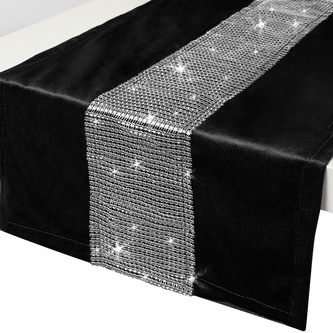 Ubrus - běhoun na stůl CAMILA černá 40x140 cm VELVET mikrovlákno Mybesthome