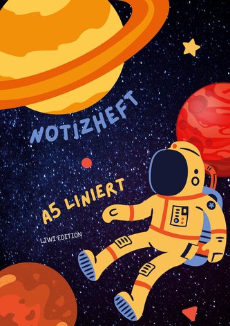 Dünnes Notizheft für Kinder - A5 liniert - Softcover Astronaut - Papier aus nachhaltiger Forstwirtschaft