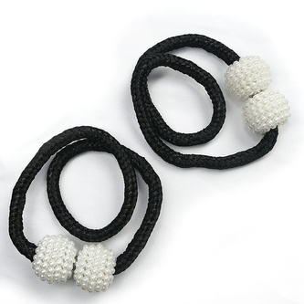 Dekorační ozdobná spona na závěsy s magnetem PEARLS, černá/krémová, O 3 cm (cena za 1 kus) Mybesthome