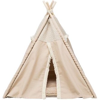 Teepee BOHO s polštářem, 55 x 65 x 44 cm, bavlna, béžová