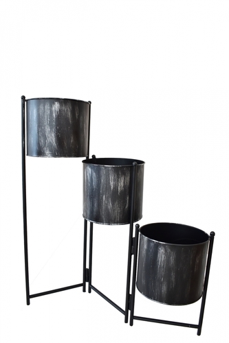 Kovový stojan na květiny, černý s patinou